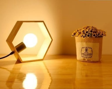 Lampara Moderna Techo Colgante Madera Hexagonal