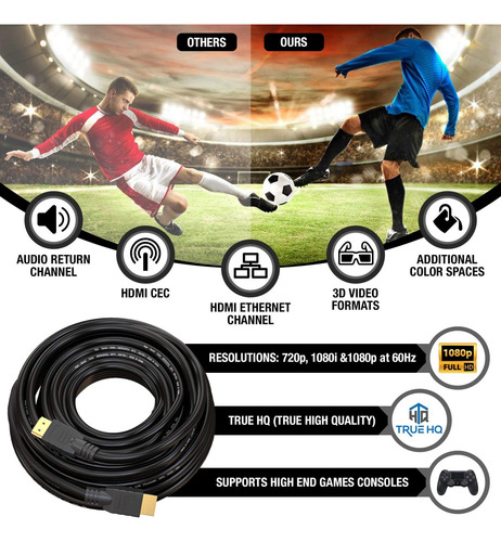 Cable Hdmi 30 Metros Full Hd Reforzado Y Recubierto