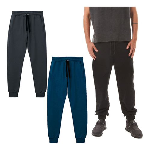 Pack X2 Pantalón Jogging Hombre Algodón Con Puño Y Cordón
