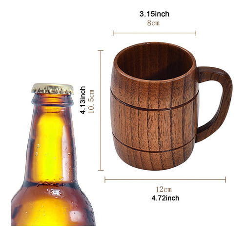 Caneca De Cerveja De Madeira Copo De Água Copo M Com Alça