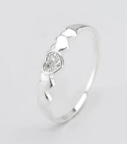 Anillo Cinco Corazones  En Plata 925 Y Zirconias . Inspira 