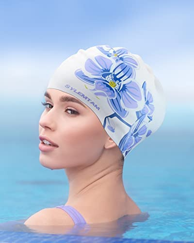Sylemtam Gorro De Natación, Gorro De Natación Para Mujer Gor