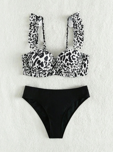 Bikini Animal Print Push Up Blanco Y Vedetina 4