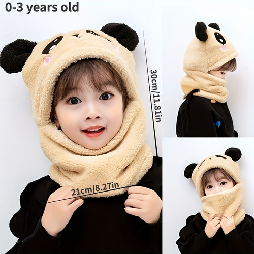Conjunto De Gorro Y Bufanda De Oso De Dibujos Animados For