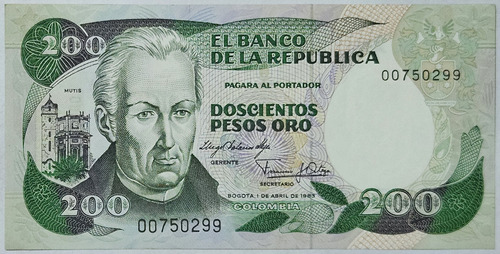 Billete 200 Pesos 01/abr/1983 Tdlr Colombia Au