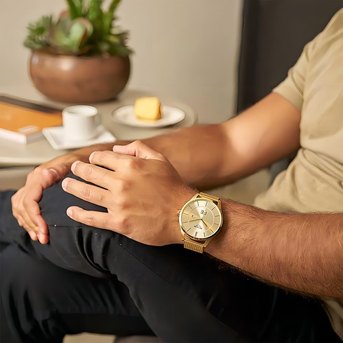 Relógio Masculino Seculus Analógico Fé 44133gpskda1 Dourado