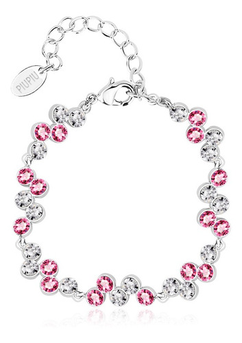 Pulsera De Swarovski Con Cristales Rosas Y Blancas