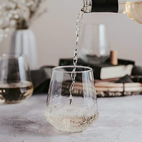 Juego De 8 Copas De Vino Sin Tallo Con Base Martillada De Li