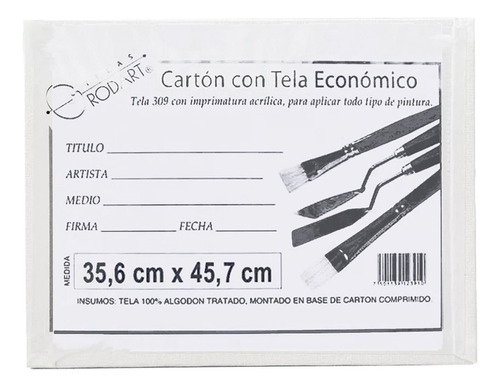 Carton Con Tela Lienzo Rodart #309 35x45cm, 3 Piezas