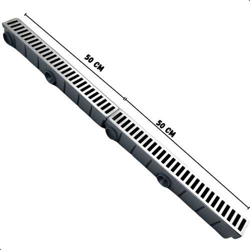 2 Unidades Ralo Linear Grelha Alumínio + Coletor 6x50 Cm