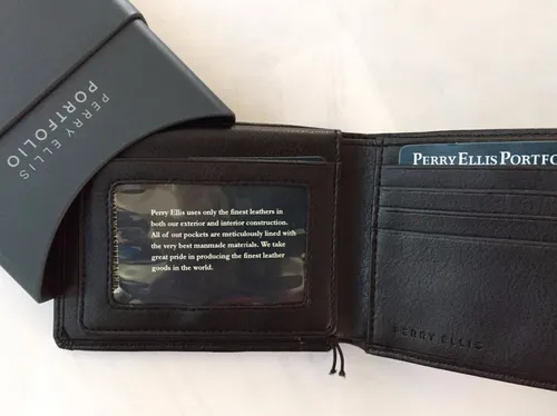 Cartera Perry Ellis Caballero De Piel Original Negro 2020