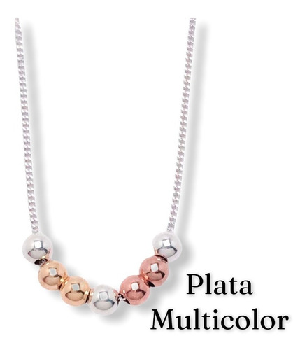 Imagen 4 de 10 de Collar Cadena Con Dijes De Bolitas De Plata 925 (mg01)