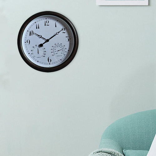 Yi Reloj De Pared Estilo Retro, Temperatura Y Humedad,