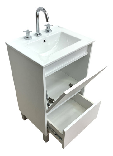 Mueble Baño Tango Pie Mesada Bacha Loza 60 Blanco Vanitory