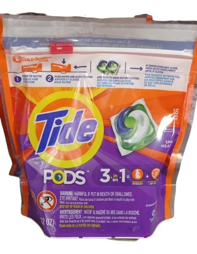 Detergente De Ropa Tide 3 En 1 Pods 16 Cápsulas.