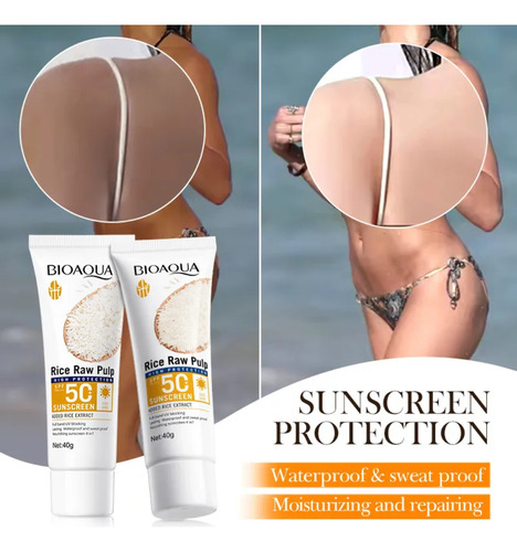 Protector Solar F50 Uva Y Uvb De Arroz Bioaqua 4 En 1