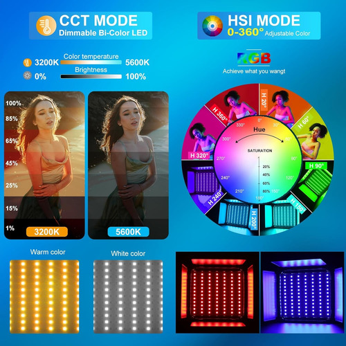 «kit De Iluminación De Vídeo Led Rgb Gvm 800d Con Lámpara De