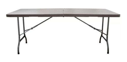 Mesa Dobrável Portatil Rattan Vime 1,80m Vira Maleta Camping