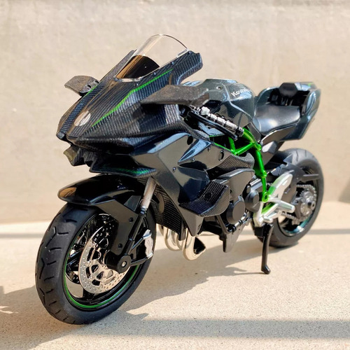--motocicleta De Metal Em Miniatura Kawasaki H2r Com Base Li