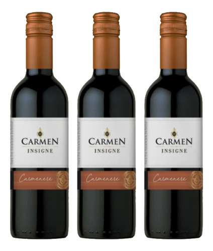 Vinho Carmen Insigne Carmenere 375 Ml Kit Com 03 Un