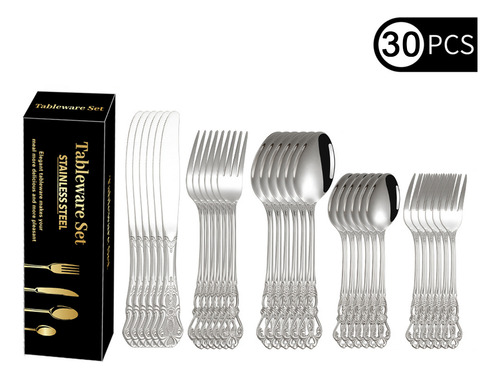 Juego De 30 Piezas De Cuchillo Y Tenedor, Cucharas, Vajilla