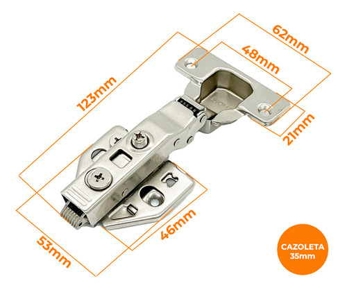 Bisagra Cierre Suave X2 Unidades Hidráulica Clip Base 3d Cazoleta 35 Para Mueble Codo 18 Inomax MB-06-P2