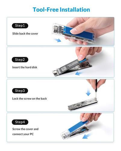 Case Cofre Transparente Para Disco Ssd M.2 Dual Nvme Y Ngff