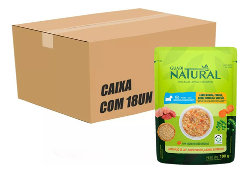 Ração Úmida Gato Guabi Natural Carne Frango Sachê 100g 18un