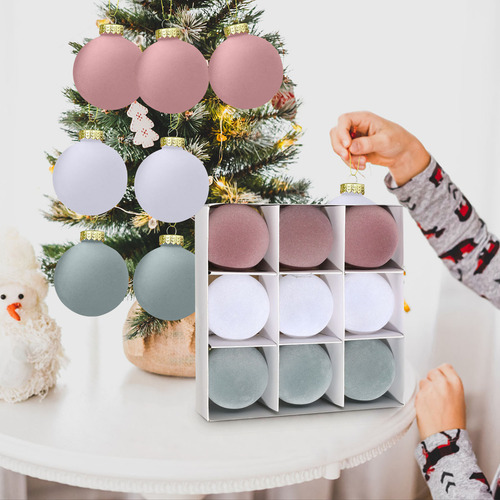 Adornos Navideños Con Forma De Bola De Árbol, 8 Cm, 9 Unidad