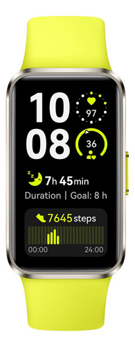 Capa de alumínio Smartwatch Huawei Band 10 alça verde design de pulseira de moldura verde design de pulseira de fluoroelastômero