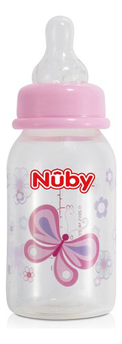 Botella anticólica estampada Nuby Bebe de 120 ml, 3 m, color rosa