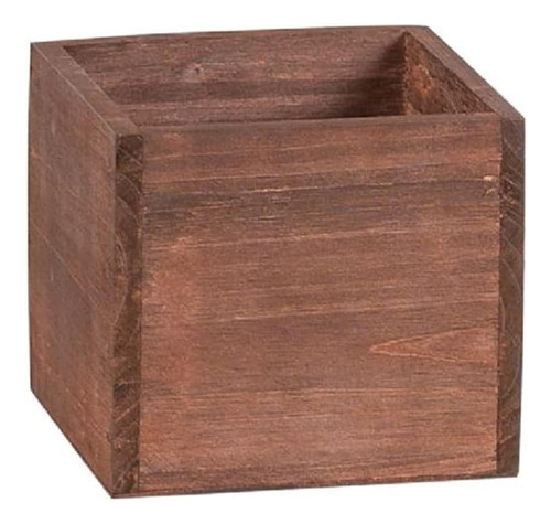 Macetero Rústico De Madera Mini Caja Única Planta...