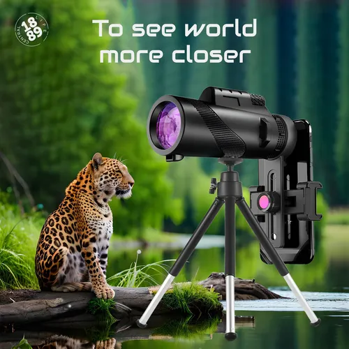 Telescopio Monocular Hd 80x100 Adaptador Y Trípode Para Aves Color