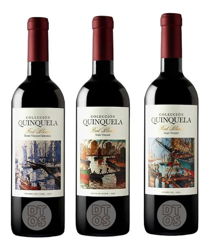 Vino Colección Quinquela Estuche X 3 Bot Valle De La Puerta
