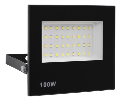 Kit 10 Holofote Refletor Led Eco Pro 100w C/ 3 Opções De Luz Carcaça Preto Luz Branco-quente