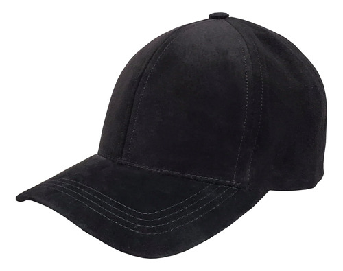 Gorra De Béisbol Ajustable De Piel De Ante Negra Fabricada