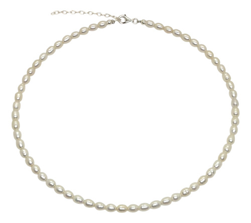 Collar Perlas Cultivadas Chicas Gancho Mosquetón Plata 925 Perlas Cultivadas Chicas