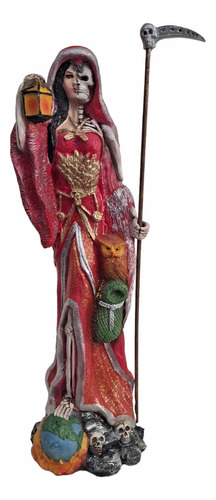 Figura Santa Muerte Con Búhos, Protectora- Curada 53 Cm  