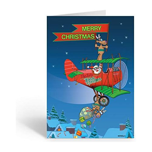 | Feliz Navidad Biplano | 18 Tarjetas De Aviación Y So...