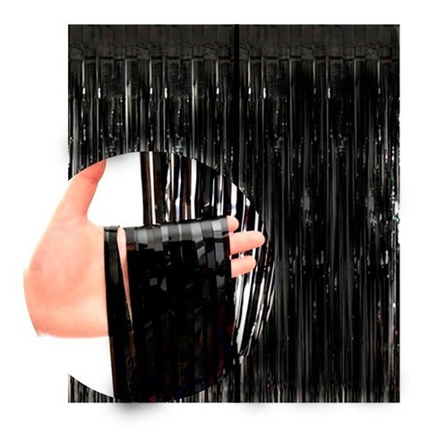 Cortina Negra Metalizada Lluvia Fondo Cumpleaños Deco