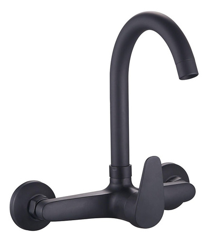 Monocomando Cocina De Pared 20cm 8'' Negro Mate Premium