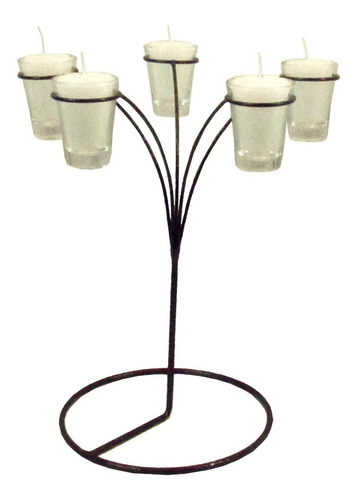 Castiçal 5 Aros Porta Vela Decoração Festa Mesa Candelabro