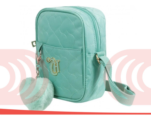 Imagem 2 de 4 de Bolsa Transversal Juvenil Capricho Verde Água Com Chaveiro