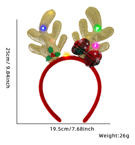 Qk 12pcs Navidad Diademas Con Luces Led Alce