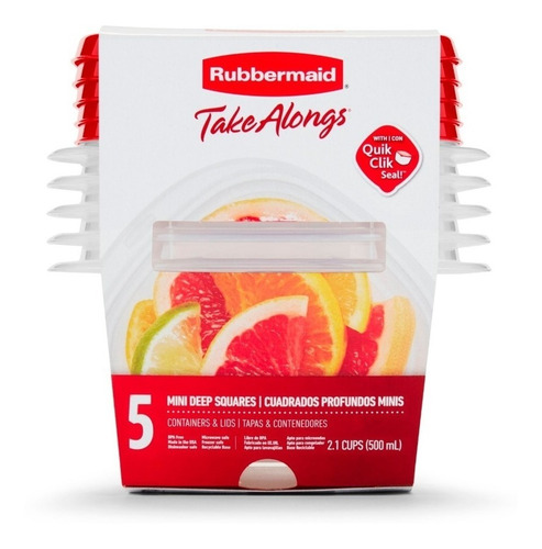 Set Portacomidas Envases Plásticos Rubbermaid X5 496ml