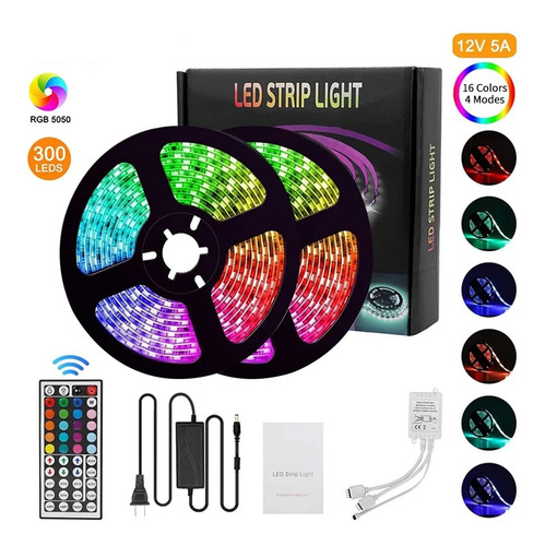 Tira De Luces Led Rgb 15 Metros De Colores Que Cambian Con M