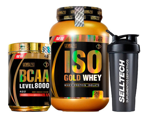 Pack Iso Gold Whey 2.65lbs Chocolate+bcaa 400gr Fruit Punch