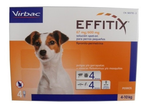 Pipeta Antipulgas Effitix Externo Virbac 4 A 10 Kg X 2 Unid