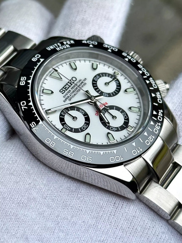 Reloj Seiko Mod Daytona Panda Automático (40mm) Plateado (Reacondicionado)