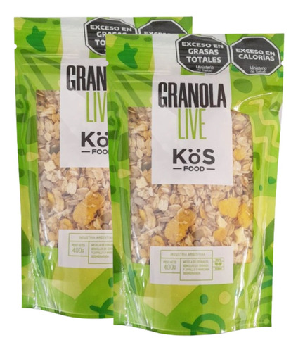 Granola Live Kos Food Semillas Cereales Apto Veganos 400g X2